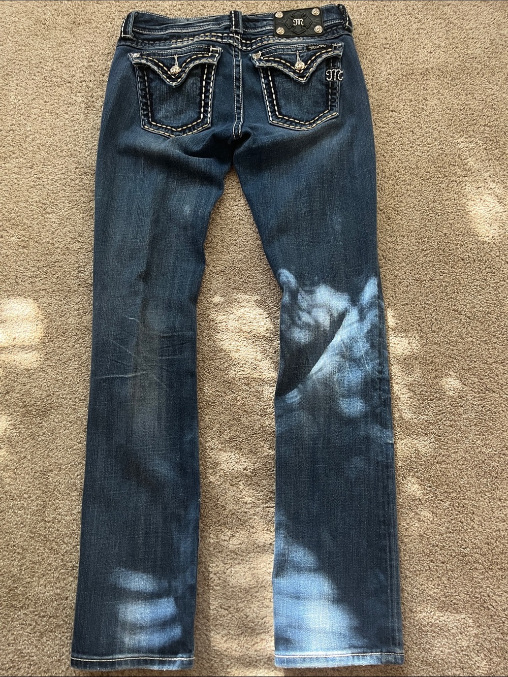 Miss Me Indigo Straight Leg Jeans with Embellished Back Pockets